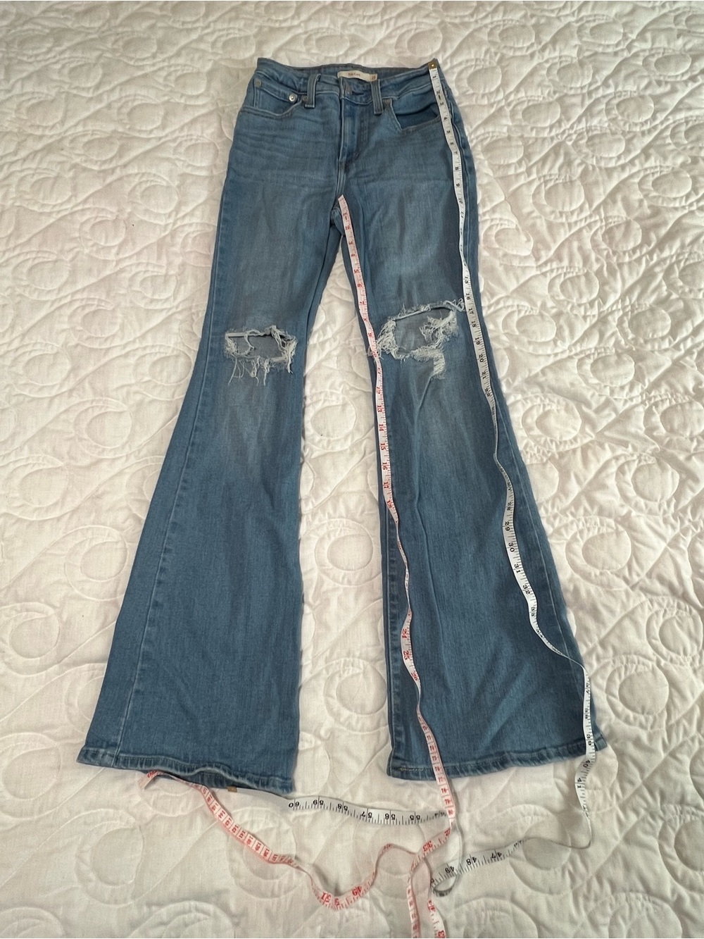 Levi's Blue Distressed Flare Jeans